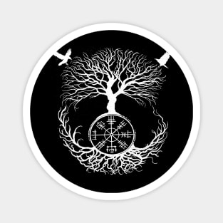 Vegvisir, Sacred Yggdrasil Tree, Ravens of Odin Viking Rune Magnet